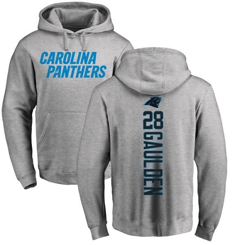 Carolina Panthers Men Ash Rashaan Gaulden Backer NFL Football #28 Pullover Hoodie Sweatshirts->youth nfl jersey->Youth Jersey